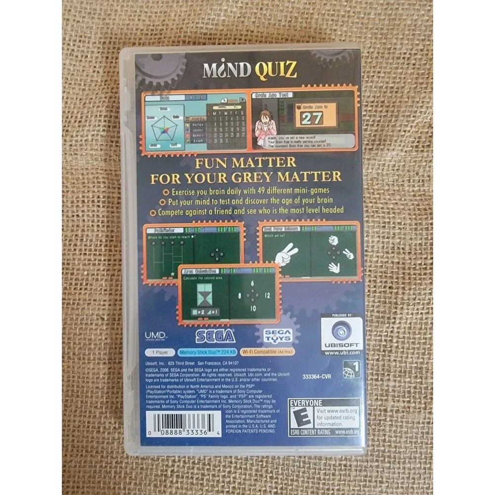 Mind Quiz (Sony PSP, 2006) Very Good Condition With Case Booklet